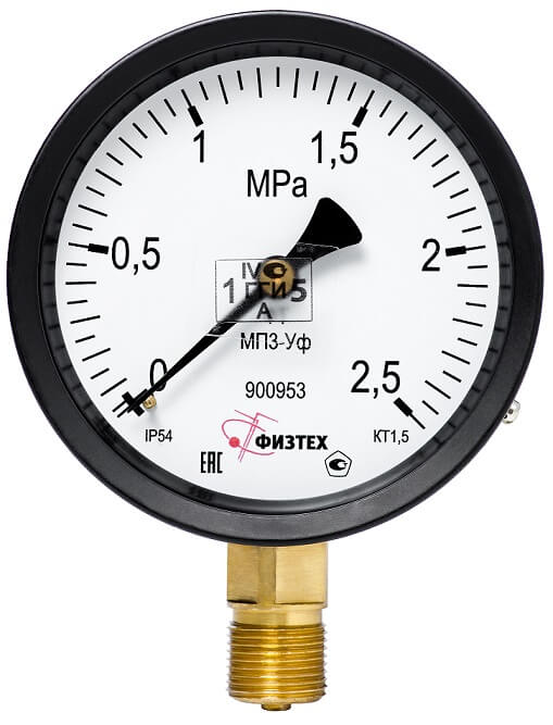 Вакуумметры, мановакуумметры, манометры общетехнические пылевлагозащищенные ВП3-Уф, МВП3-Уф, МП3-Уф IP54